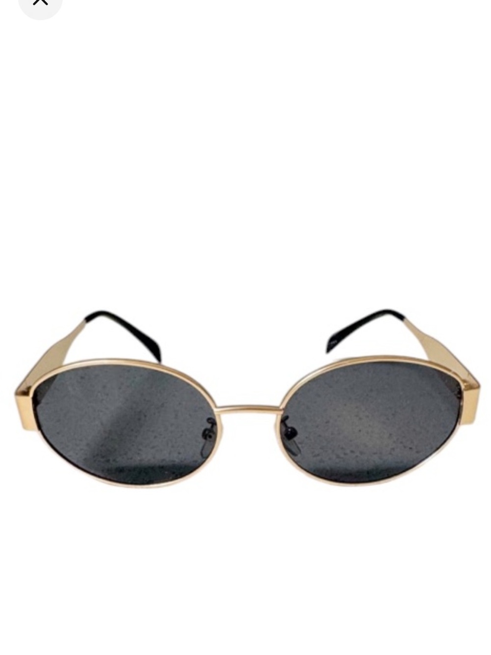Metallic gold black wire frame oval lens sunglasses